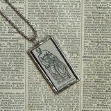 Goddess Aphrodite, Greek Mythology, vintage dictionary illustration, hand soldered glass pendant, upcycled to soldered glass pendant