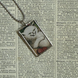 Cat, Kitten, Kitty, vintage children's book illustrations, up-cycled to soldered glass pendant