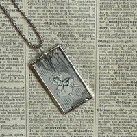 Fairy princesses, vintage children's book illustration up-cycled to soldered glass pendant