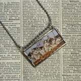 Cat Kitten Kitty illustration from vintage, children's classic book, up-cycled to soldered glass pendant