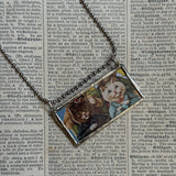 Cat Kitten Kitty illustration from vintage, children's classic book, up-cycled to soldered glass pendant