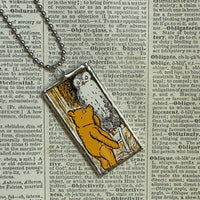 Winnie the Pooh childrens' book illustrations up-cycled to hand-soldered glass pendant