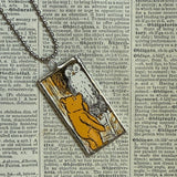 Winnie the Pooh childrens' book illustrations up-cycled to hand-soldered glass pendant