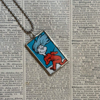 Cat in the Hat, original illustrations from vintage book, up-cycled to soldered glass pendant
