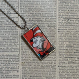 Cat in the Hat, original illustrations from vintage book, up-cycled to soldered glass pendant