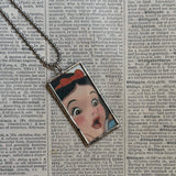 Snow White, vintage illustrations, up-cycled to soldered glass pendant