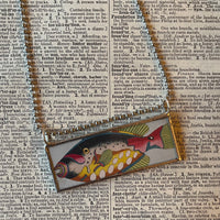 1 Vintage fish illustrations, up-cycled to hand-soldered glass pendant