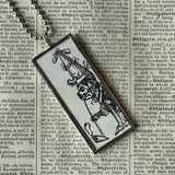 Poodle dog, boy with dog, vintage illustrations upcycled to hand-soldered glass pendant with choice of necklace, bookmark or keychain