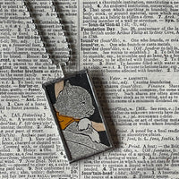 1 Own and the Pussycat, vintage children's book illustrations up-cycled to soldered glass pendant