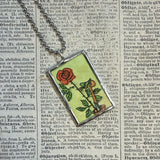 Lowly Worm children's book illustrations up-cycled to soldered glass pendant
