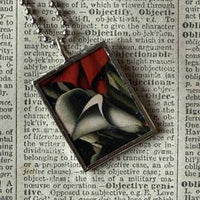 Tamara de Lempicka Art Nouveau Woman painting,  upcycled to 2-sided soldered glass pendant