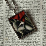 Tamara de Lempicka Art Nouveau Woman painting,  upcycled to 2-sided soldered glass pendant