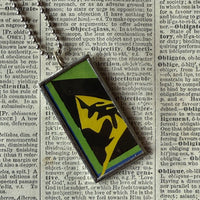 Henri Matisse, Jazz paper cut outs, upcycled to soldered glass pendant