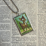 Bambi, original illustrations from vintage book, up-cycled to soldered glass pendant
