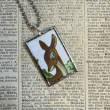 Bambi, original illustrations from vintage book, up-cycled to soldered glass pendant
