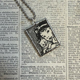 Cat, Kitten, Kitty, vintage children's book illustrations, up-cycled to soldered glass pendant