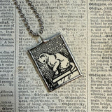 Cat, Kitten, Kitty, vintage children's book illustrations, up-cycled to soldered glass pendant