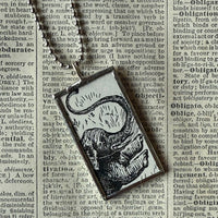 Elephants, vintage illustrations upcycled to hand-soldered glass pendant with choice of necklace, bookmark or keychain