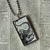 Elephants, vintage illustrations upcycled to hand-soldered glass pendant with choice of necklace, bookmark or keychain