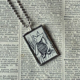Winnie the Pooh childrens' book illustrations up-cycled to hand-soldered glass pendant