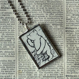 Winnie the Pooh childrens' book illustrations up-cycled to hand-soldered glass pendant