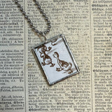 Make Way for Ducklings, vintage children's book illustrations, up-cycled to soldered glass pendant
