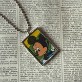 Mickey Mouse, vintage illustrations, up-cycled to soldered glass pendant