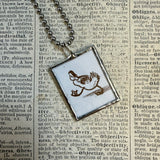 Make Way for Ducklings, vintage children's book illustrations, up-cycled to soldered glass pendant
