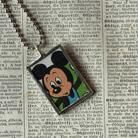 Mickey Mouse, vintage illustrations, up-cycled to soldered glass pendant
