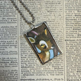 Bambi, Thumper, original illustrations from vintage book, up-cycled to soldered glass pendant