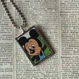 Mickey Mouse, vintage illustrations, up-cycled to soldered glass pendant