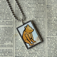 Winnie the Pooh childrens' book illustrations up-cycled to hand-soldered glass pendant