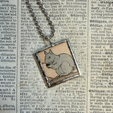 Squirrels,  vintage illustrations, up-cycled to soldered glass pendant