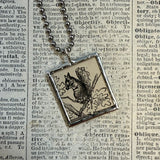 Squirrel,  vintage illustration, up-cycled to soldered glass pendant