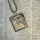 Squirrel,  vintage illustration, up-cycled to soldered glass pendant
