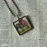 Elephant, vintage illustrations upcycled to hand-soldered glass pendant with choice of necklace, bookmark or keychain
