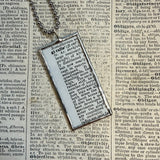Giraffe, vintage 1940s dictionary illustration, up-cycled to hand-soldered glass pendant