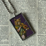 Cat, Kitten, Kitty, vintage children's book illustrations, up-cycled to soldered glass pendant