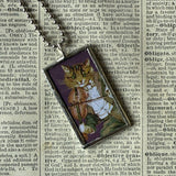 Cat, Kitten, Kitty, vintage children's book illustrations, up-cycled to soldered glass pendant