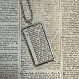 Opium Poppy vintage botanical dictionary illustration, upcycled to soldered glass pendant