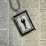 Gorey Cats vintage book illustrations, hand-soldered glass pendant