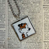 Calvin & Hobbes, original vintage comic book illustrations, upcycled to soldered glass pendant (Copy)