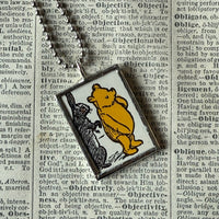 Winnie the Pooh childrens' book illustrations up-cycled to hand-soldered glass pendant