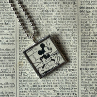 Mickey Mouse, vintage illustrations, up-cycled to soldered glass pendant