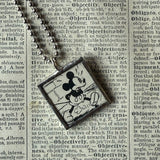 Mickey Mouse, vintage illustrations, up-cycled to soldered glass pendant