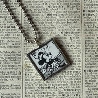 Mickey Mouse, vintage illustrations, up-cycled to soldered glass pendant