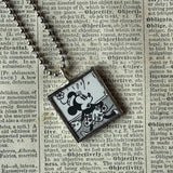 Mickey Mouse, vintage illustrations, up-cycled to soldered glass pendant