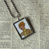 Little Prince, original illustrations from vintage book, up-cycled to soldered glass pendant