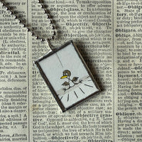 Are You My Mother? vintage children's book illustrations, up-cycled to soldered glass pendant