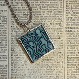 Keith Haring, Pop Art, upcycled to hand soldered glass pendant